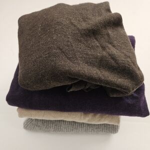 Lot 4 Flawed Cashmere Merino Wool Sweaters Bundle Crafting Scrap Cutters Fabric